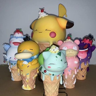 【Free Goods Store】Pokemon Ice Cream Series Anime Toy Pikachu Bulbasaur Psyduck Snorlax Cartoon Action Figures Model Doll Collectible Ornament Gift