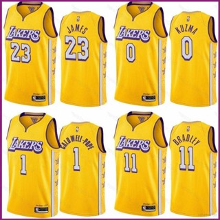 เสื้อกีฬาบาสเก็ตบอล ลาย NP2 NBA Jersey LA Lakers James Pope Bradley Kuzma Classic PN2 สีเหลือง