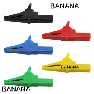 Banana1 คลิปปากจระเข้เชื่อมต่อสายเคเบิล โลหะ สีดํา สีแดง 4 มม.