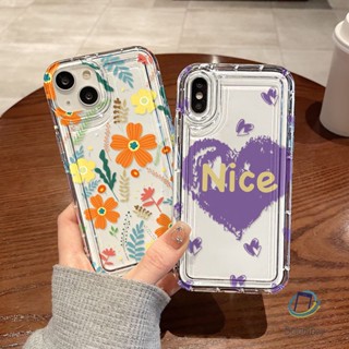 คู่เคสโทรศัพท์โปร่งใสสำหรับ Iphone 11 12 13 14 15 Pro Max XR X XS 7 6 8 Plus เดซี่ หัวใจสีม่วง อ่อนนุ่มกันกระแทกเปลือก