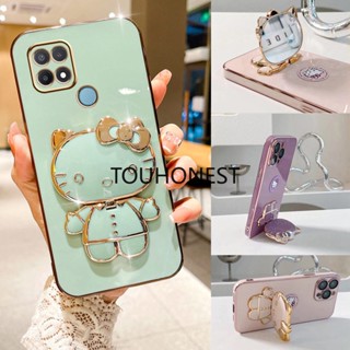 เคส Realme C21 เคส Realme C25 C25S เคส Realme 9 Pro Plus Casing Realme 9i Case Realme V3 V5 Case Realme V11 V15 Case Realme V20 V25 Case Realme Q2 Case Cute Anime Cartoon Vanity Mirror Hello Kitty Holder Phone Case With Metal Sheet TK โทรศัพท์มือถือ