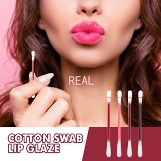 CYREAL ลิปสติก Cotton Swab Lip Tint Lip Glaze Dyed Lip Liquid กันน้ำแบบใช้แล้วทิ้ง Matte Stay Out Of The Glass เป็นเวลานาน