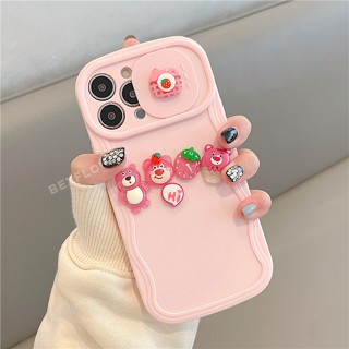 เคสซิลิโคนนิ่ม ลายการ์ตูนหมี 3D ป้องกันกล้อง สําหรับ IPhone 11 12 13 14 Pro Max Plus 12pro 13Pro 14Pro 12Promax 13Promax 14Promax