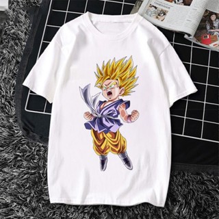 ป่าเสื้อยืดแขนสั้น พิมพ์ลายการ์ตูน Dragon Ball Super Co-Branded Saiyan แฟชั่นฤดูร้อน สําหรับผู้ชาย และผู้หญิง(S-5XL)