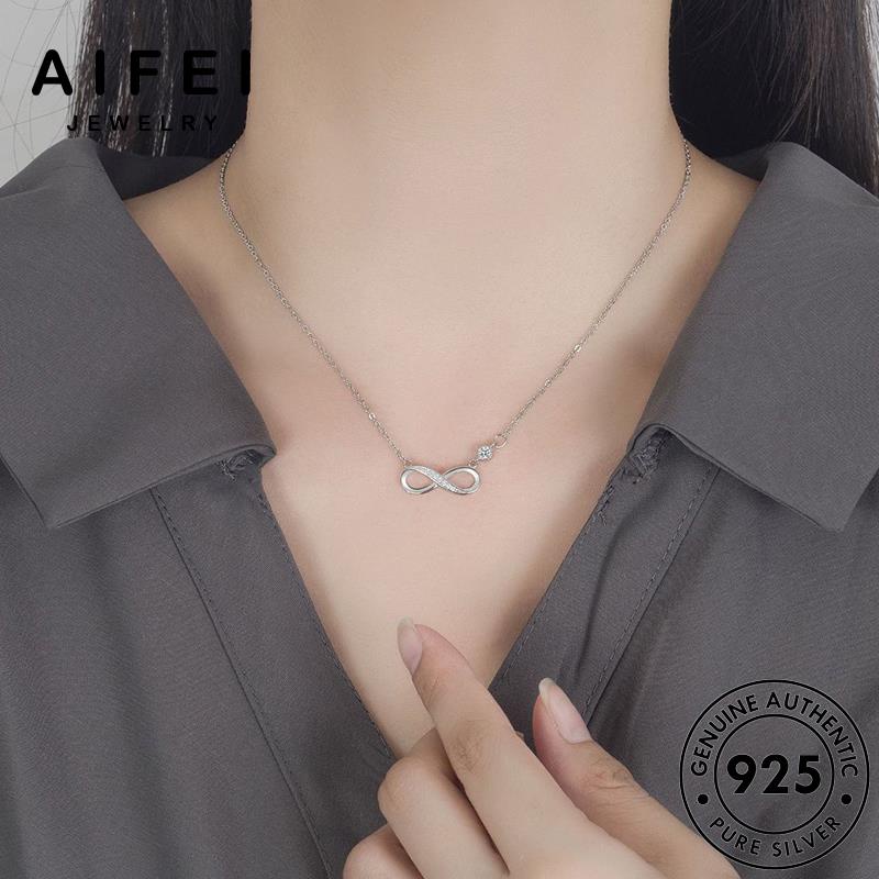 AIFEI JEWELRY ต้นฉบับ ผู้หญิง แท้ Silver ความรักที่ไม่มีที่สิ้นสุดแฟชั่น 925 เกาหลี มอยส์ซาไนท์ไดมอนด์ เงิน แฟชั่น สร้อยคอ เครื่องประดับ จี้ เครื่องประดับ N42