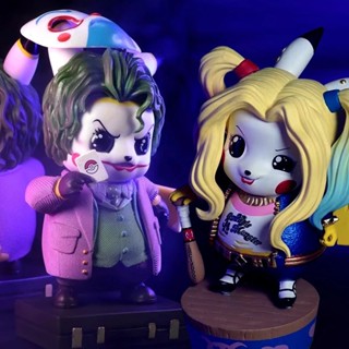 โมเดลฟิกเกอร์ PVC รูปปั้นอนิเมะ GK Pikachu Cos The Joker Harleen Quinzel ขนาด 11 ซม. เหมาะกับของขวัญวันเกิด ของเล่นสําหรับเด็ก