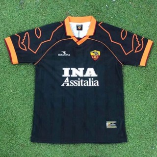 เสื้อกีฬาแขนสั้น ลายทีมชาติฟุตบอล Roma Away 99-00 แนววินเทจ แห้งเร็ว ไซซ์ S-XXL สําหรับผู้ชาย