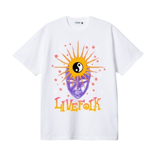 เสื้อยืดผ้าฝ้ายพิมพ์ลายLivefolk - Balance White T-Shirt