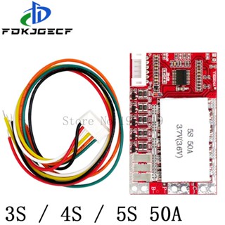 บอร์ดแบตเตอรี่ลิเธียม 3S 4S 5S 50A BMS 55A 3.7V 3.2V phosphate LiFePO4 พร้อมบาลานซ์