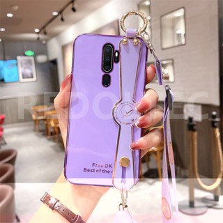 เคส OPPO A9 2020 / A5 2020 6D สายรัดข้อมือ ชุบไฟฟ้า เคสโทรศัพท์ พร้อมสายคล้องไหล่ แบบยาว ฝาหลัง พร้อมการป้องกันกล้อง