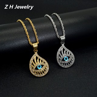 [Z H Jewelry] สร้อยคอ สเตนเลส ชุบทอง 18K จี้อัญมณี ตานําโชค เครื่องประดับแฟชั่นผู้ชาย ฮิปฮอป ปาร์ตี้ ไทเทเนียม เครื่องประดับเหล็ก อุปกรณ์ขายส่ง