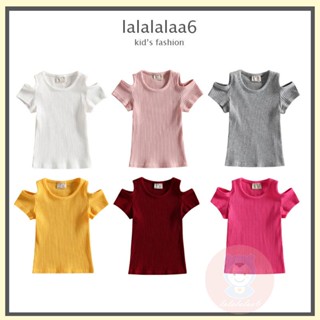 Laa6- เสื้อคอกลม แขนสั้น ผ้าถัก ลําลอง สําหรับเด็กผู้หญิง