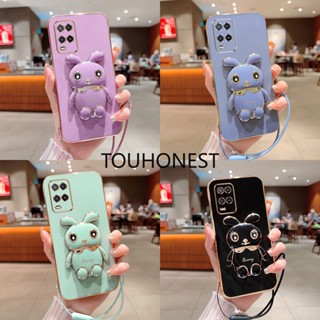 เคส Oppo A74 เคส Oppo A54 A56 เคส Oppo A78 A58 Case Oppo A58X A95 Case Oppo A53 A55 Case Oppo A7 A5S Case Oppo A12 A15 Case Oppo A15S A35 Case Soft Silicone Shockproof Cute Rabbit Bunny Bracket Stand Phone Cover Case With Rope โทรศัพท์มือถือ ซิลิโคนนิ่ม