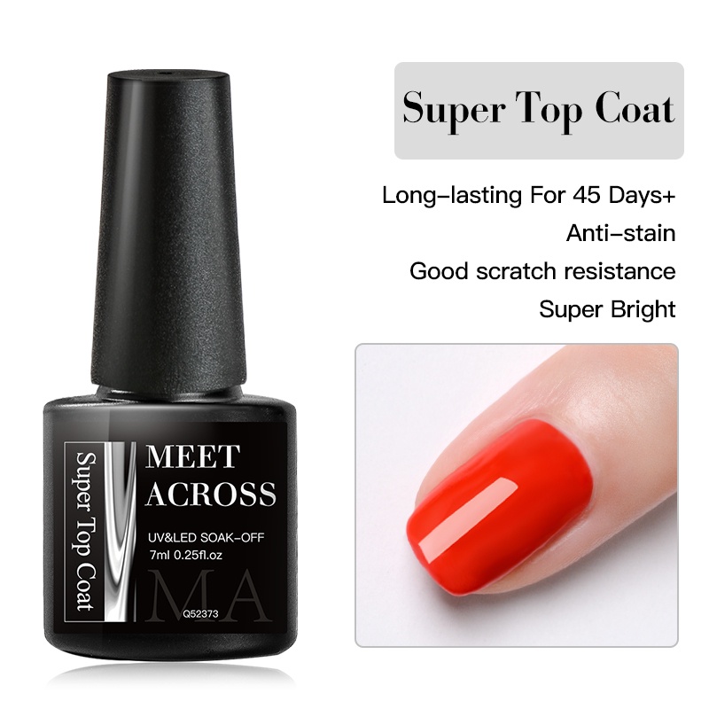 MEET ACROSS 7ml Super Top Coat Gel Polish Matte Gel ยาทาเล็บ Soak Off UV Nail Art Function เจล