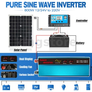 อินเวอร์เตอร์พลังงานแสงอาทิตย์ 1000W จอแสดงผลดิจิตอล Dual Usb