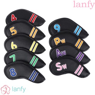 LANFY Protective Club Head Cover Outdoor Sports Golf Club Cover Putter Protector Golf Accessories Professional PU Iron Head Cover 9Pcs/set Golf Putter Case/Multicolor