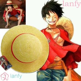 Lanfy หมวกฟางคอสเพลย์ ลายการ์ตูนลูฟี่ Monkey D Luffy สีแดง สไตล์ญี่ปุ่น หลากสี สําหรับปาร์ตี้ฮาโลวีน