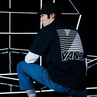 Vans เสื้อยืดลําลองสําหรับผู้ชายผู้หญิงแขนสั้นพิมพ์ลาย