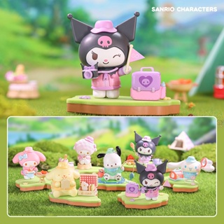 [ของแท้] ฟิกเกอร์ตุ๊กตาสุนัขหูใหญ่ Kuromi Sanrio Family Camping Series สําหรับตกแต่งโต๊ะ ของขวัญ