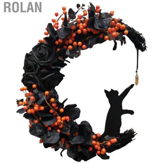 Rolan [Ander Online] Halloween Gothic Rose Moon  Wreath Door Decoration Crystal