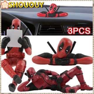 Shououy ตุ๊กตาฟิกเกอร์ Deadpool ขนาดเล็ก สําหรับตกแต่ง 3 ชิ้น ต่อชุด