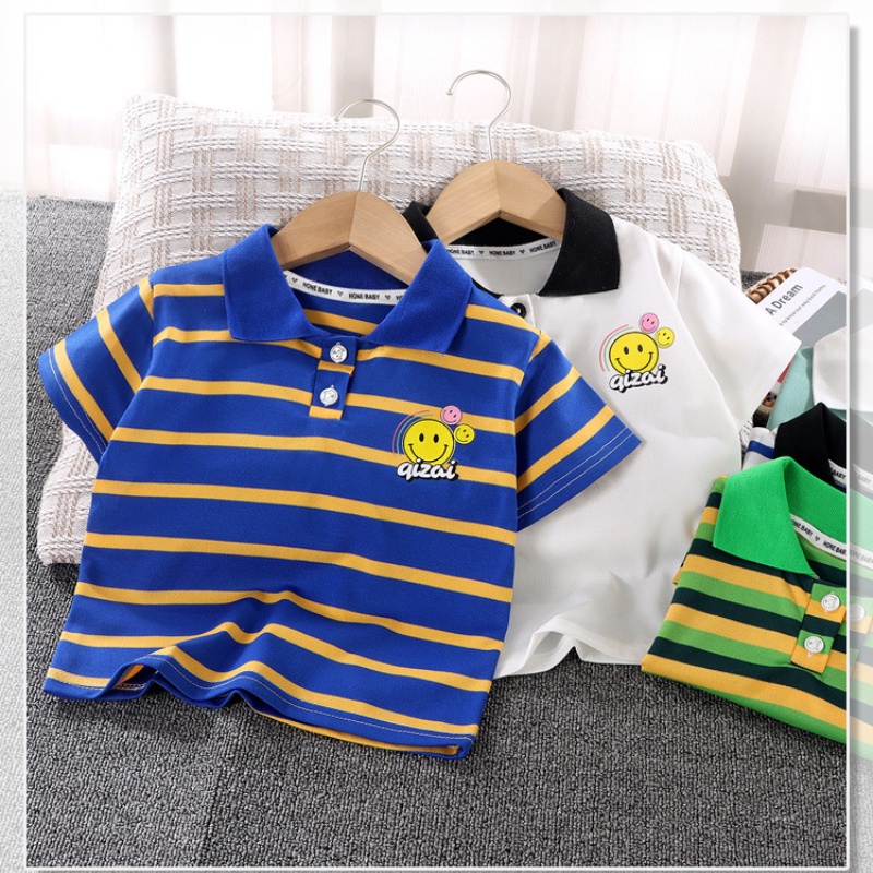 [ZY] เสื้อโปโลแขนสั้นลําลอง น้ําหนักเบา ระบายอากาศได้ดี สีพื้น เข้ากับทุกการแต่งกาย สําหรับเด็ก 90-140