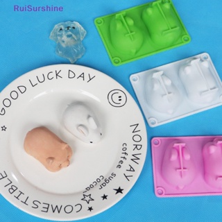 Ruisurshine ใหม่ แม่พิมพ์ซิลิโคน รูปหมู กระต่าย 3D สําหรับทําเบเกอรี่ DIY