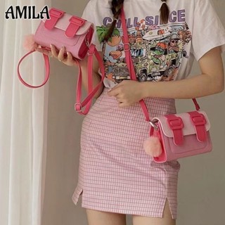 AMILA Cambridge กระเป๋าผู้หญิงฤดูร้อนใหม่แฟชั่นอินเทรนด์สีตัดกันกระเป๋าสี่เหลี่ยมขนาดเล็กกระเป๋าลิปสติกเข้าได้กับกระเป๋า Messenger ทั้งหมด