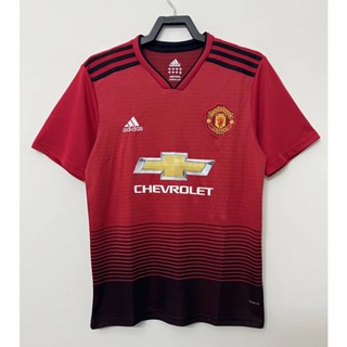 เสื้อกีฬาแขนสั้น ลายทีมชาติฟุตบอล Manchester United 18 19 ชุดเหย้า สไตล์เรโทร แห้งเร็ว สําหรับผู้ชาย ไซซ์ S - XXL