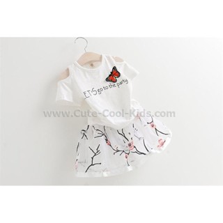 DT-022 ชุดเสื้อกระโปรงเด็ก ผีเสื้อ Size-100 (3-4Y)