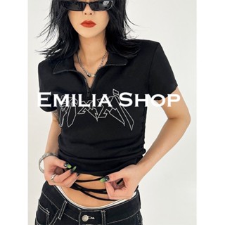 EMILIA SHOP เสื้อยืด เสื้อครอป เสื้อผ้าแฟชั่นผู้หญิง สไตล์เกาหลี 2023 ใหม่  A29J121  0511