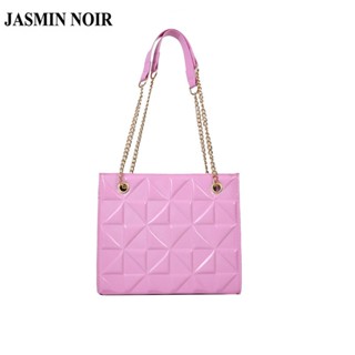 Jasmin NOIR กระเป๋าสะพายไหล่ กระเป๋าถือ หนัง PU ทรงสี่เหลี่ยม ประดับเพชร สําหรับสตรี