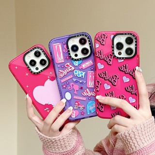 Casetify เคสโทรศัพท์มือถือ ป้องกันเลนส์กล้อง กันตก สีชมพู สําหรับ Iphone 14 13 12 Pro Max 11