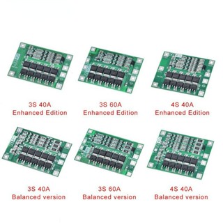 บอร์ดป้องกันที่ชาร์จแบตเตอรี่ลิเธียม 3S 4S 40A 60A 18650 BMS สําหรับมอเตอร์แท่นขุดเจาะ