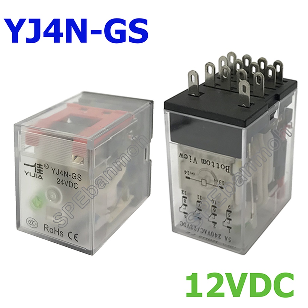 [ 1 ชิ้น ] YJ4N-GS-12DC รีเลย์ Relay YJ4N-GS (MY4N) รีเลย์อุตสาหกรรม 14ขา 14Pin Coil Voltage 12VDC 5