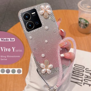 เคส  Vivo Y36 Y22S Y02 Y16 Y22 Y35 Y02S Y21 Y33S Y33T Y2S Y21T Y20S Y20i Y12a Y12S โทรศัพท์มือถือ ประดับกลิตเตอร์ พลอยเทียม ระยิบระยับ ไล่โทนสี หรูหรา สําหรับ