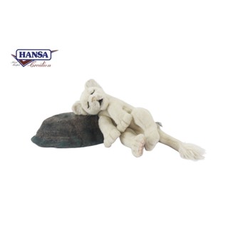 6363 ตุ๊กตาสิงโตขาว White Lion Sleeping Hansa Creation