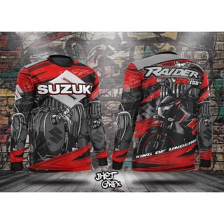 [พร้อมส่ง] เสื้อกีฬาแขนยาว พิมพ์ลาย SUZUKI RAIDER R150 3D สีแดง ไซซ์ XX