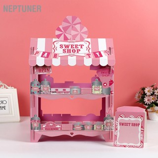 NEPTUNER ที่วางคัพเค้กกระดาษ 3 ชั้น Cardboard Cupcake Tower ที่วางคัพเค้กขนมหวานที่วางขนมทิ้งสำหรับงานวันเกิด