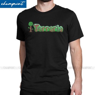 HOT QG เสื้อยืดแขนสั้น คอกลม ผ้าฝ้าย พิมพ์ลายโลโก้ Terraria สไตล์วินเทจ สําหรับผู้ชาย