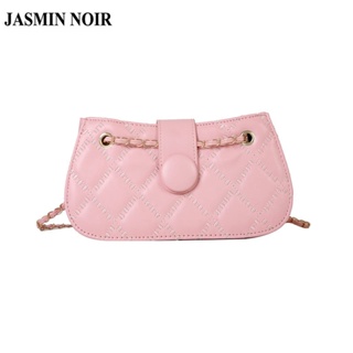 Jasmin NOIR กระเป๋าสะพายไหล่ กระเป๋าถือ หนัง PU ลายสก๊อต แต่งสายโซ่คล้อง สําหรับสตรี