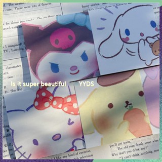 การ์ตูน Ins อะนิเมะ Sanrio Sticky Note Kuromi สติกเกอร์น่ารัก Hello Kitty Note Paper Cinnamoroll กระดาษตกแต่งของขวัญนักเรียน