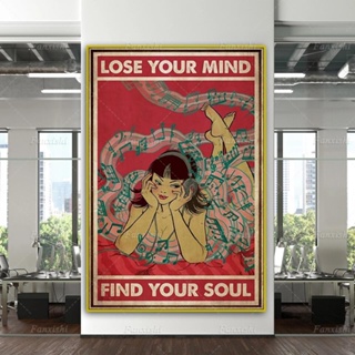 โปสเตอร์ผ้าใบ พิมพ์ลาย Lose Your Mind Find Your Soul สไตล์วินเทจ สําหรับตกแต่งผนังบ้าน ห้องนั่งเล่น