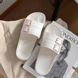 (B-38) โค้ด SDEVEF ลดเพิ่ม 30 บาท รองเท้าแตะแฟชั่น รองเท้าแตะยางซิลิโคนตกแต่งสายคาดเข็มคัด สุดเก๋ มี 3 สี