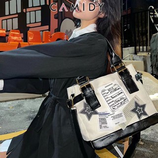 Camidy  Spice Girl Retro ผ้าใบความจุขนาดใหญ่พื้นผิวยุโรปและอเมริกามือถือ Messenger Y2K Tote Bag หญิง