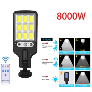 โคมไฟถนน พลังงานแสงอาทิตย์ 8000W เซนเซอร์ตรวจจับการเคลื่อนไหว กันน้ํา พร้อมรีโมตคอนโทรล