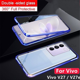 เคสโทรศัพท์มือถือกระจกนิรภัย แบบแข็ง สองด้าน กันกระแทก สําหรับ Vivo V27 E V27e V27 pro V27pro V 27e