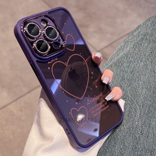 เคส iPhone 12 iPhone 12 Pro iPhone 12 Pro Max TPU ซิลิโคน ผิวสัมผัส มินิมอล ลายหัวใจ เคสโทรศัพท์ แฟลชผง มาพร้อมฟิล์มเลนส์