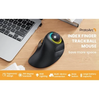 Jomaa EM03 ไร้สาย BluetoothTrackball เมาส์ชาร์จ Ergonomic RGB Backlit Rollerball เม้าส์สําหรับ Windows Mac iPad