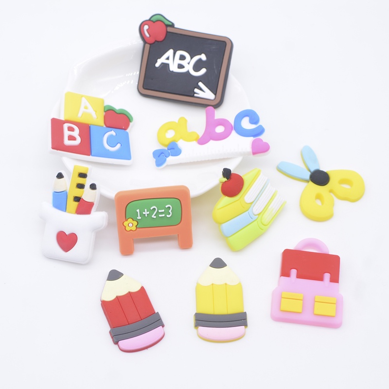 10 ชิ้น ใหม่ นักเรียนจําลอง เครื่องเขียน ยางนุ่ม ด้านหลังแบน อุปกรณ์เสริมสมุด